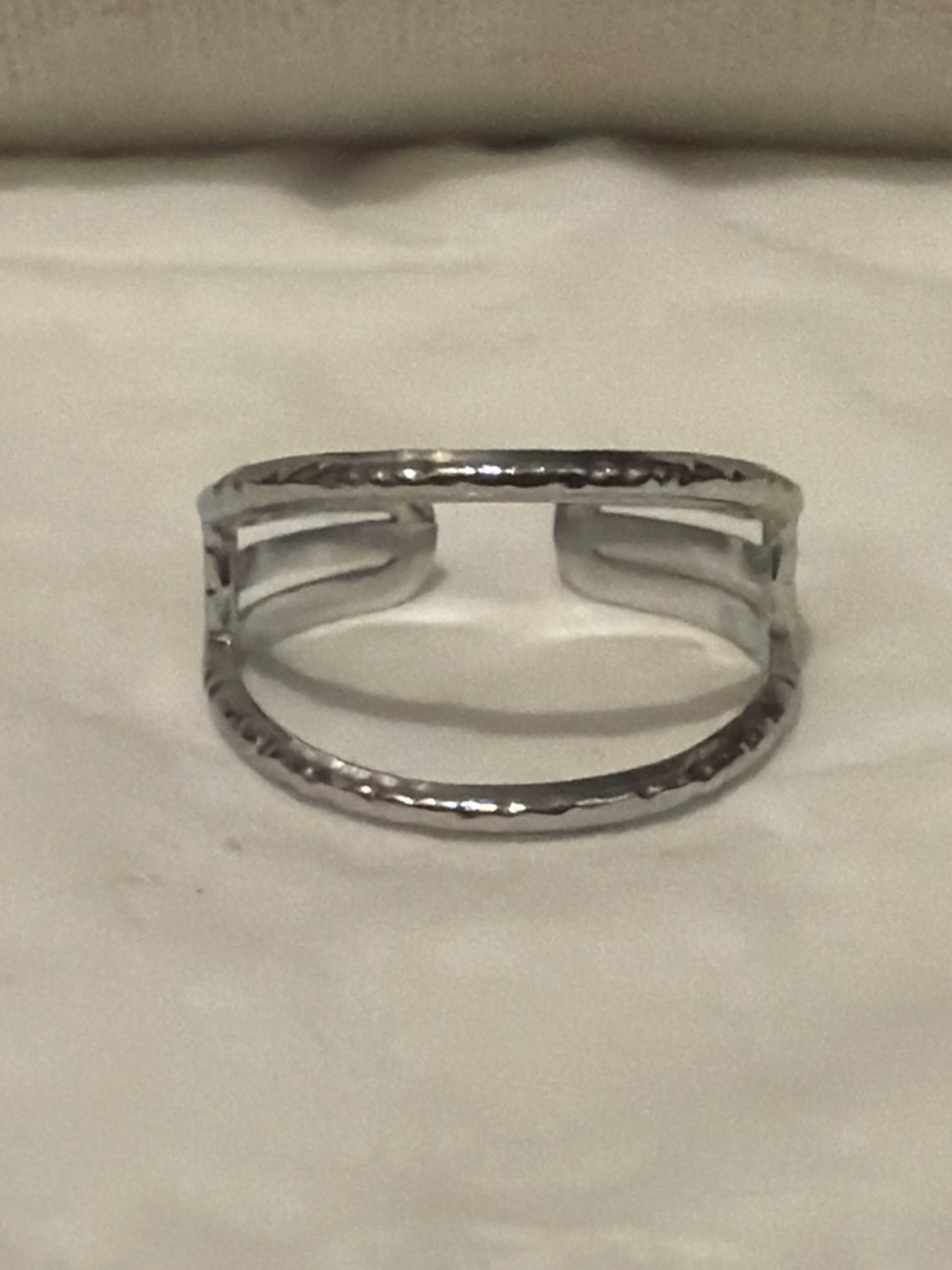 Sterling Silver Hammered Open Cuff Bracelet - Silver